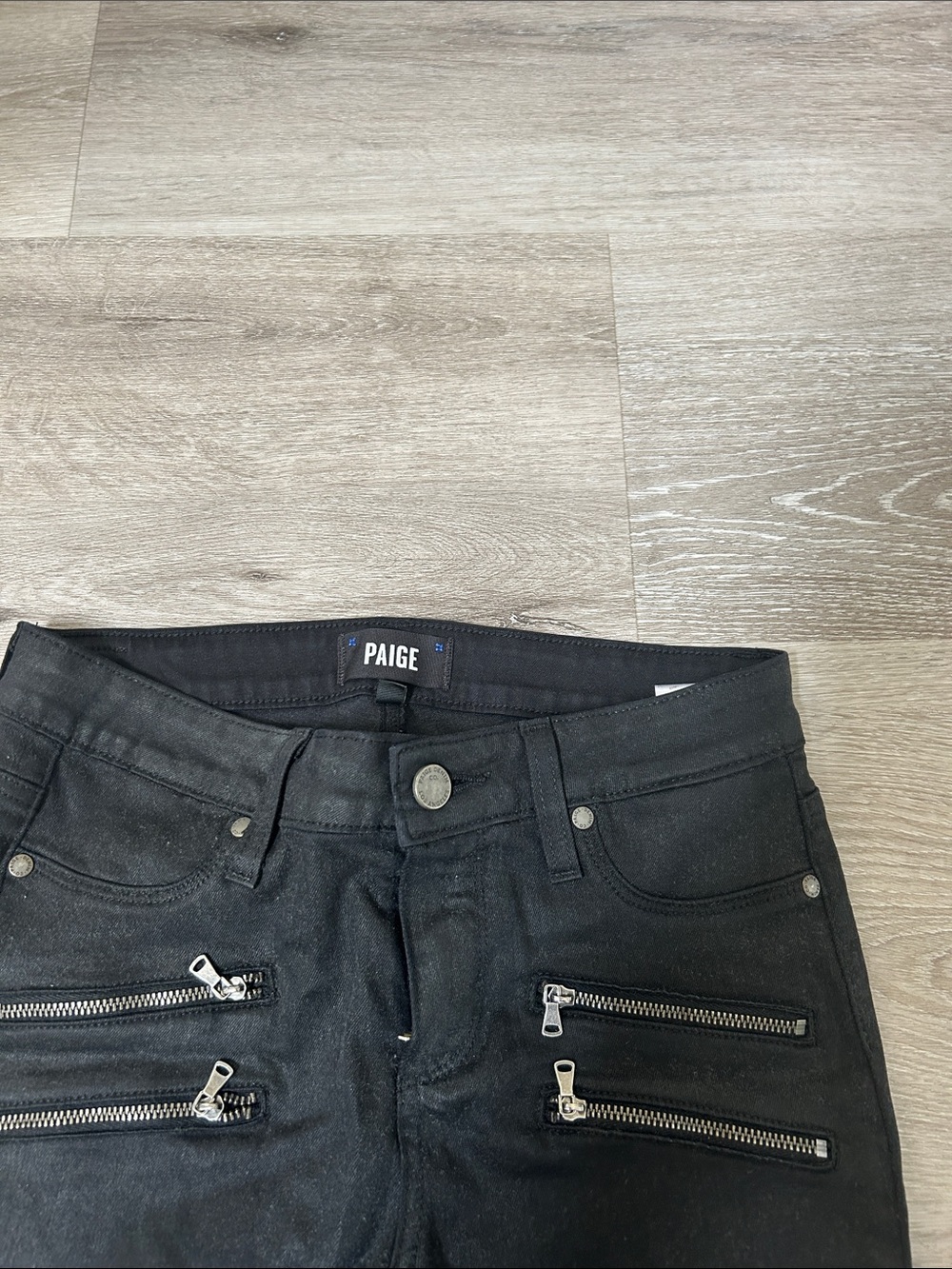 PAIGE Black Zip-Accent Skinny Jeans